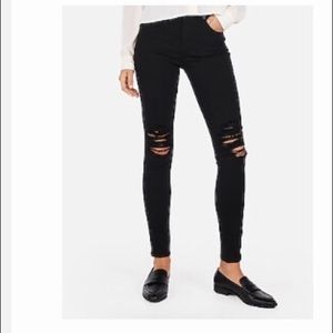 Black distressed high rise legging